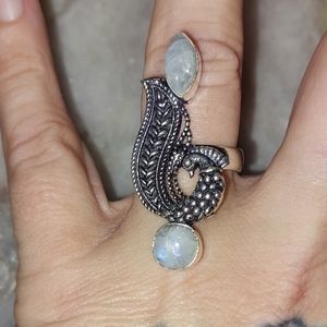 Vintage Style Moonstone Double Stone Ring